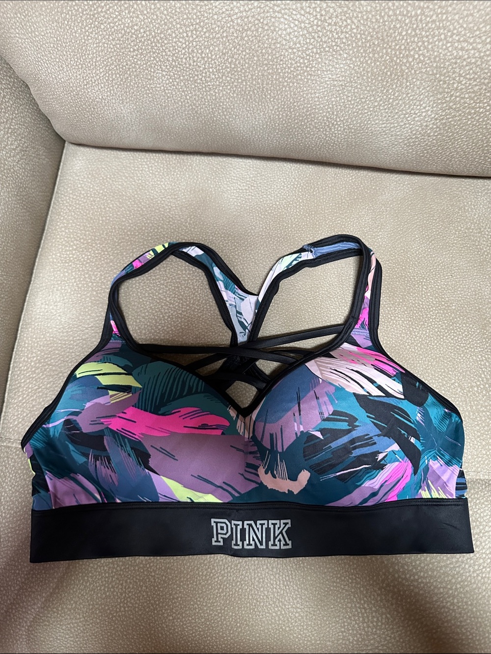 PINK Victoria's Secret Multicolor Strappy Sports Bra